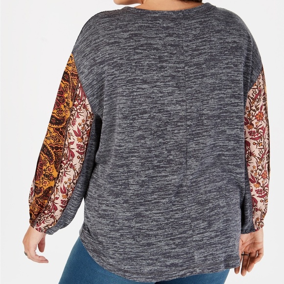 NWT Style&Co Plus Size Colorblocked Bubble-Sleeve - Picture 2 of 5